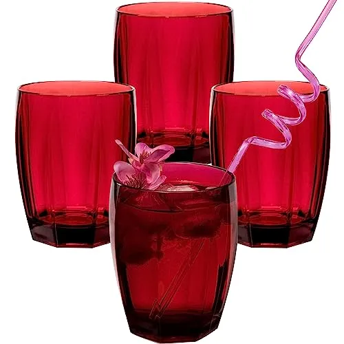 Hummelladen 4x Campingglas aus Acryl 320ml ROT in rot von Hummelladen