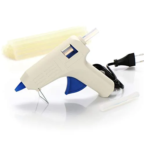 COM-FOUR® Heißklebepistole mit 18x 11 mm Klebesticks, Heißkleber für Schule, DIY Kunst und Handwerk, 40W Klebepistole (40 W - 18 Klebestifte)