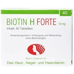Biotin H forte Tabletten - Arzneimittel zur Vorbeugung und Behandlung von Biotin-Mangel, mit 10 mg Biotin pro Tablette für gesunde Haut, Haare und Nägel.