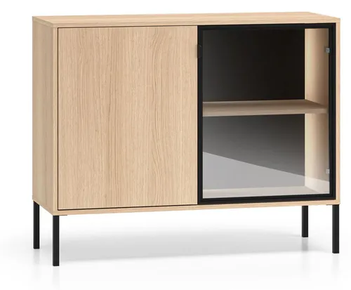 Sideboard Barnee Kommode 107x40x86cm 2-türig mit Beleuchtung - Modernes Sideboard Barnee in wählbaren Farben. Mit getönter Glastür und stilvoller Innenbeleuchtung. Hohe Qualität, pflegeleichte Oberfläche und durchdachte Innenaufteilung für optimalen Stauraum.