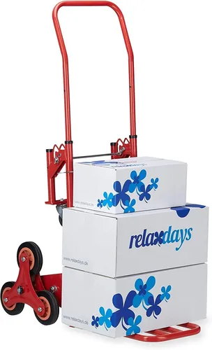 Relaxdays Treppensteiger 50 kg/150 kg Traglast - Multifunktionale Sackkarre mit klappbarem Design und Lenkrollen, ideal für den Transport schwerer Lasten bis 150 kg auf Treppen.