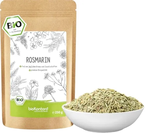 Rosmarin BIO 250g geschnitten und getrocknet | Gewürz ohne Zusätze | Rosmarintee aus kontrolliert biologischem Anbau von bioKontor