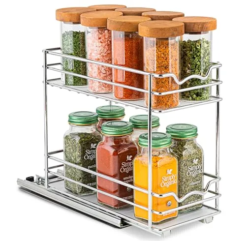 HOLDN’ STORAGE Gewürzregal Organizer für Schrank, robust – herausziehbares Gewürzregal – Gewürzorganisation 10,2 cm B x 26,4 cm T x 22,6 cm H – Gewürzregale für Schränke und Speisekammerschränke.