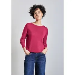 Strickpullover STREET ONE, Damen, Gr. 46, rosa (rotberry pink), Stoff, 60% Viskose, 40% Baumwolle, unifarben, normal normal, U-Boot-Ausschnitt, Bündchen, Pullover Strickpullover, mit U-Boot-Ausschnitt
