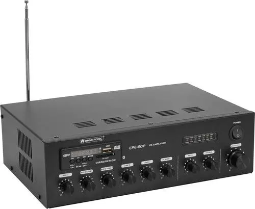 Omnitronic CPE-60P ELA Verstärker 60W - Musikstudio Bühne und DJ Equipment, leistungsstarker 4-Kanal ELA-Verstärker mit 60W für klare Soundübertragung in einer Zone.