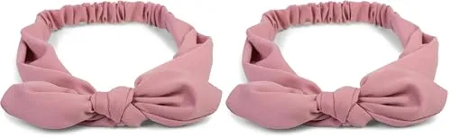 styleBREAKER Damen Haarband einfarbig mit Schleife und Gummizug, Stirnband, Headband, Pinup, Rockabilly, Haarschmuck 04026035, Farbe:Altrose