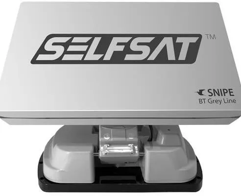 Selfsat Snipe BT Grey Line Single - Automatische Camping Antenne mit iOS/Android Steuerung - SAT-Antennen mit automatischer Ausrichtung auf den Wunschsatelliten per Knopfdruck, ideal für Reisemobile und wasserdicht für Dauersatz.
