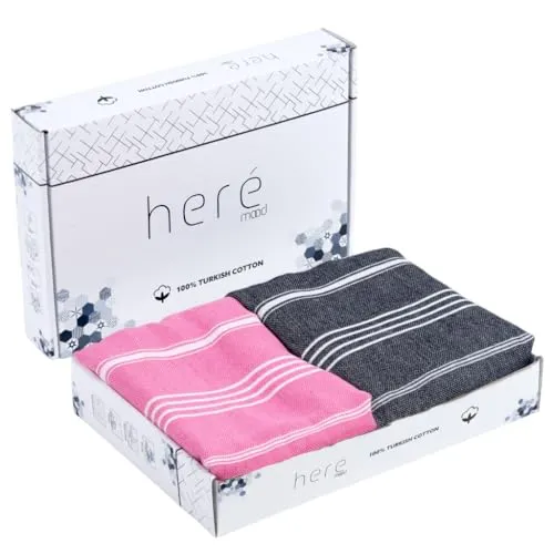 Heré Mood Strandtuch Hamamtuch Saunahandtuch Set - 1er & 2er Pack 100% Baumwolle - Hochwertiges Badetuch und Duschtuch - Picknickdecke, Extra Leicht