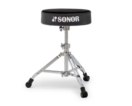 Sonor DT 4000 Drum Throne - Höhenverstellbarer Drummersitz aus der Hardware Serie 4000, mit Samtstoff bezogene Sitzfläche und neuem Gummifuß Design für maximale Stabilität, ideal für Musiker und Drummer.