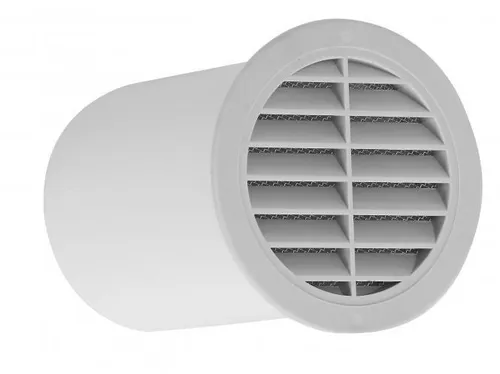 Lüftungsgitter rund mit Stutzen 15 cm DN 100 mm Kunststoff weiss Abluft Lüftung