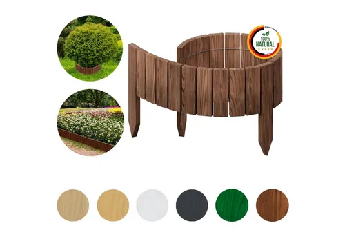 Floranica Palisade Flexible Beeteinfassung Rollborder Beetumrandung Rasenkante Holzzaun, LxH: 100x10 cm, Braun, Rasenbegrenzung Dekozaun Umzäunung von Blumenbeeten Kräutergarten Wege