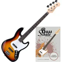 Rocktile Fatboy II SB E-Bass Set mit Schule - Jazz-Style E-Bass mit 2 Single Coil Tonabnehmern, ideal für Einsteiger. Inklusive Schule für E-Bass, perfekt für den sofortigen Einstieg in die Musik.