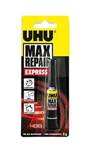 UHU Max Repair Express, Tube, Schneller und starker Klebstoff für sofortige, präzise und kleine Reparaturarbeiten. 3g