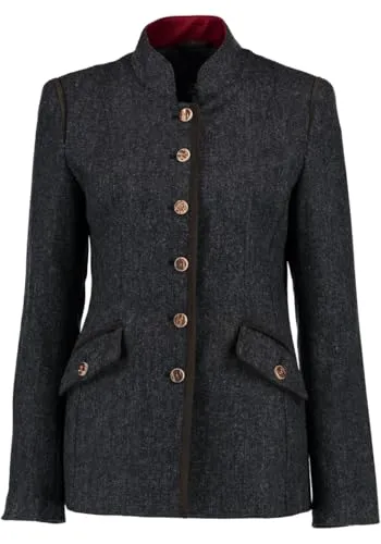 OS Trachten Trachtenjacke Vorami, Größe 44, schwarz - Elegante Trachtenjacke mit Stehkragen, perfekt für festliche Anlässe und ideal für einen stilvollen Auftritt.