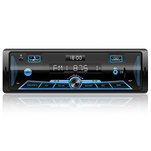 RDS Autoradio Bluetooth für 2 USB,Wistrue FM/AM Autoradio 1DIN,7 Farben Radio mit Fernbedienung MP3 Player 9-24V/Unabhängiger Uhr/SD/AUX