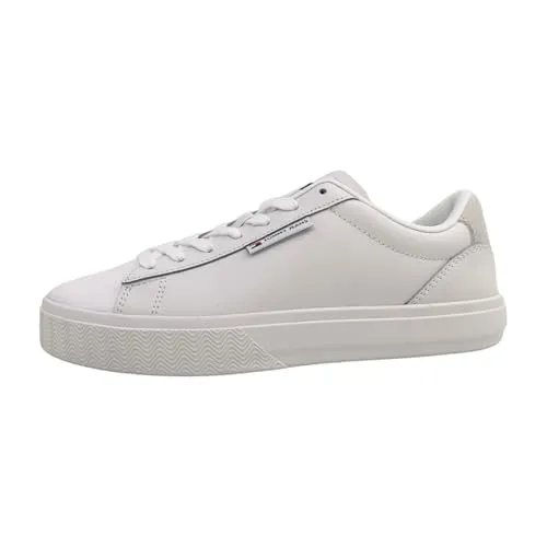 Tommy Jeans Damen Cupsole Sneaker Schuhe, Weiß (Ecru), 36 - Damen-Sneaker mit hochwertigem Leder, optimaler Passform und stylischem Design – ideal für Alltag und besondere Anlässe.