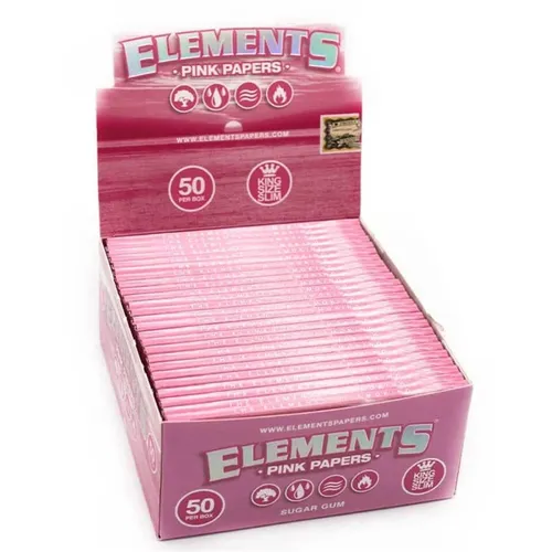 3x Elements Pink Papers King Size Slim á 32 Blatt
