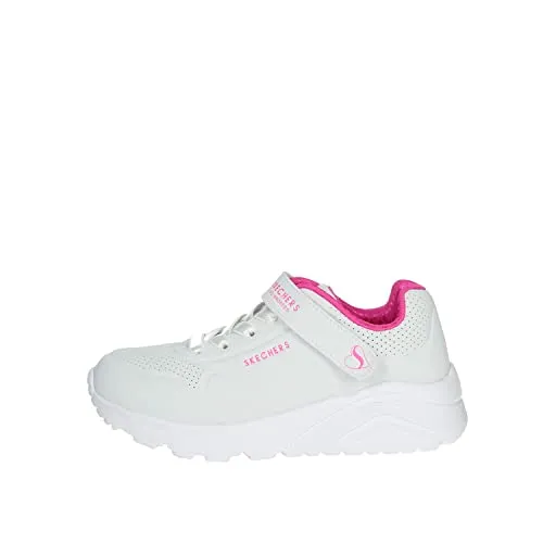 SKECHERS UNO LITE Kinder Sneaker, Gr. 34, weiß - Sneaker aus Lederimitat mit Klettverschluss, ideal für Kinder. Besonders bequem dank Skechers Air-Cooled Memory Foam und im angesagten Monochrome Look.