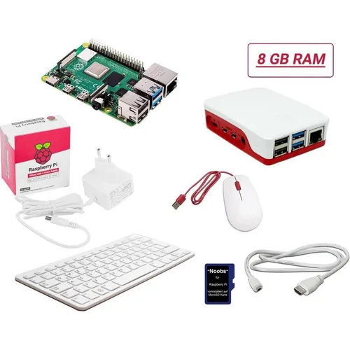 Raspberry Pi Desktop Kit 5 B 16GB - Komplettset mit Tastatur, Maus und Noobs OS - Einplatinencomputer mit leistungsstarkem ARM Cortex-A76 Quad-Core, inklusive hochwertiger Tastatur und Maus, sowie vorinstalliertem Noobs OS für sofortigen Start.
