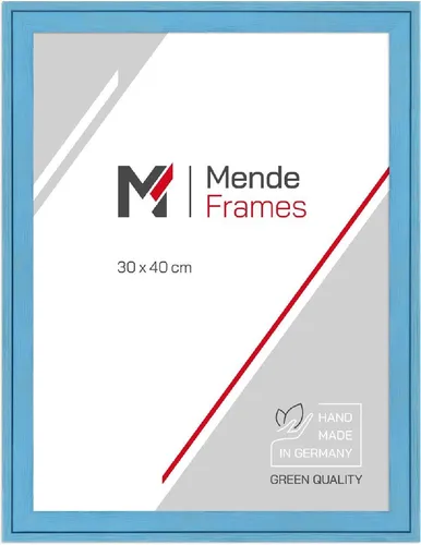 MendeFrames Holzrahmen H120 hellblau gemasert 15x15 cm Normalglas