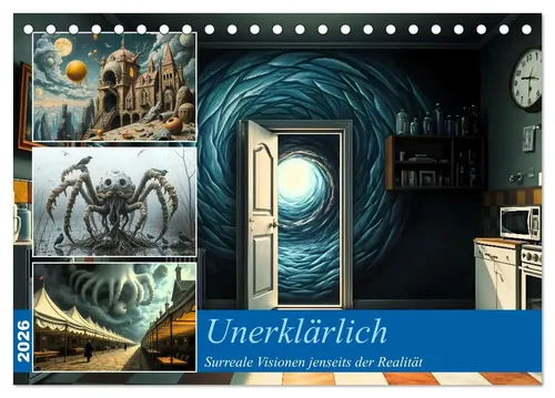 Christine Aka Stine1 | Unerklärlich Tischkalender 2026 DIN A5 - Surreale Visionen jenseits der Realität in einem kompakten Format. Ideal für kreative Köpfe, die ihren Alltag mit inspirierenden Motiven bereichern möchten. 14 Seiten voller Fantasie!