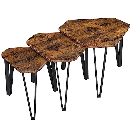 Vasagle Beistelltisch LNT14BX, vintage 3er Set in braun von VASAGLE