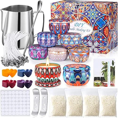 MULEVIP Kerzen Selber Machen Set,DIY Kerzenherstellung Zubehör,Duftkerze Geschenke Set Einschließlich Bienenwachs,Kerzendosen,Kerzendochte,Geschenke für Frauen