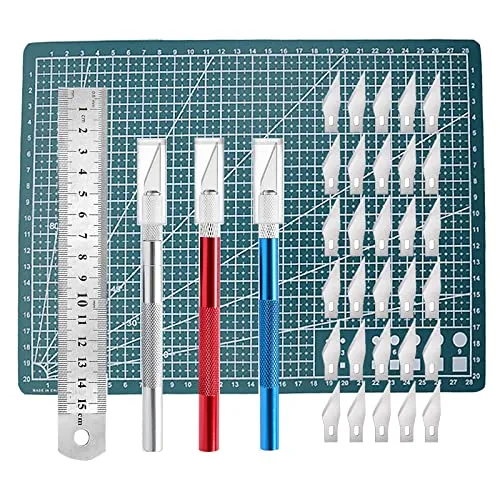 Stück Skalpell mit 20 Ersatzklingen, Bastelmesser Cuttermesser Hobbymesser Schnitzmesser Cutter für DIY Art Work Cutting (B) 2