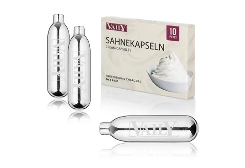 Vaily CO₂-Kapsel Sahnekapseln, Zubehör für Sahnebereiter und Sahnesyphons, 10 St., Zum Zubereiten von Sahne, Espumas, Suppen und mehr