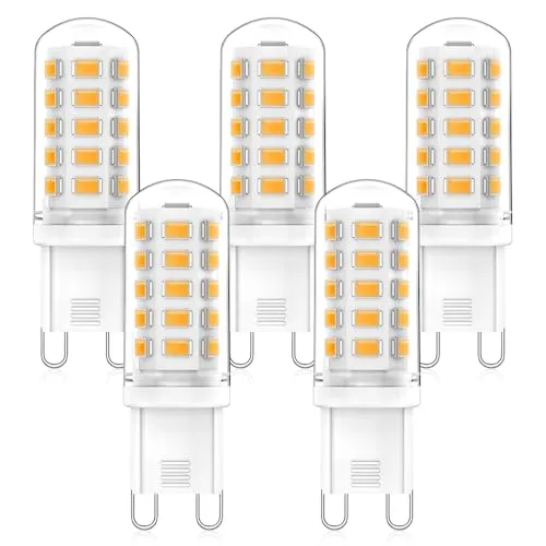 RuLEDne G9 Lampen Warmweiß 2700K, LED Leuchtmittel 3W Ersatz Für Halogenlampe 40W 50W, AC 230V Mini Glühlampe, CRI> 83, 320 LM, nicht dimmbar, Enegiesparende kleine Birne, Pack of 5