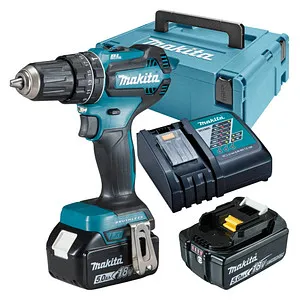 Makita DHP485RTJ - Akku-Schlagbohrschrauber 18V 5,0Ah, bürstenloser Motor und inkl. 2 Akkus sowie Koffer