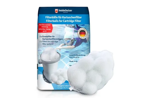Veddelholzer Garten Pool-Filterkartusche - Poolzubehör, unsere in Deutschland hergestellten Filterbälle bieten ausgezeichnete Filterleistung und exzellente Wasserqualität, Packungsinhalt: 2 St.