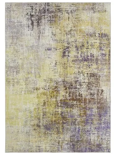 andiamo Teppich Pila | Dünner Designteppich für Wohnzimmer und Schlafzimmer | Abstrakt | Grün-Lila 120 x 170 cm