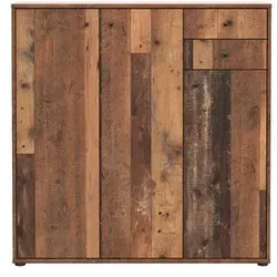FORTE TEMPRA 2 Kommode mit 3 Türen und 2 Schubladen - Kommode & Sideboard aus Holzwerkstoff im Old – Wood Vintage Dekor, bietet 4 verstellbare Einlegeböden und pflegeleichte Oberflächen für eine einfache Montage und hohe Belastbarkeit.