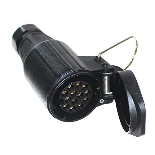 1x 13-poliger Kontrastecker für 12V Anhänger Kupplungsdose mit Klappe in Steckerform Verlängerung Dose Neu Old-Harvest