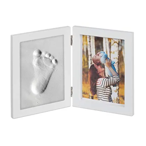 Baby Gipsabdruck Set Doppelbilderrahmen für Abdrücke - Geschenke für Eltern: Kreatives Set für unvergessliche Babyabdrücke, inklusive 4 Bilderrahmen zur stimmungsvollen Präsentation.