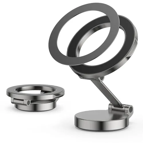 NEUTYPECHIC Handyhalterung Auto für MagSafe Autohalterung, Magnetische Handyhalter mit 2 Magnetringen, Smartphone Halterung Auto 720° Drehung Faltbar Kompatibel für 15 14 13 12 Pro Max