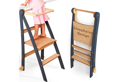 Goodevas Kinderklappstuhl Montessori-Lernleiter: Klappbare Lernleiter für Kinder