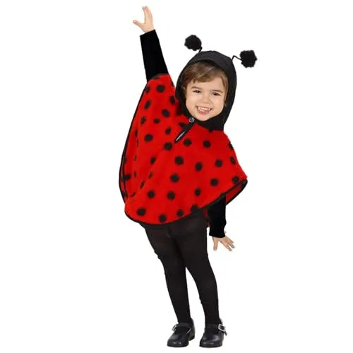 W WIDMANN MILANO Party Fashion - Kinderkostüm Marienkäfer, Poncho mit Kapuze, Tierkostüm