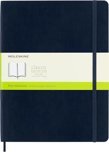 Moleskine Notizbuch Xlarge, Blanko, Soft Cover, Saphir - Blöcke & Formulare – Das legendäre Notizbuch in Saphirblau mit abgerundeten Ecken, Gummiband und erweiterbarer Innentasche für kreative Notizen.