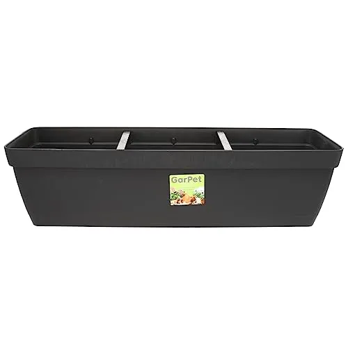 GarPet Blumenkasten Balkongeländer Balkon Blumenkasten Balkonkasten mit Halterung Balkonkasten Geländerkästen Balkonkasten mit Wasserspeicher 60 cm anthrazit
