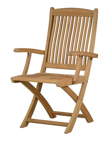 Teak Klappstuhl Portofino mit Armlehne - Klassischer Klappstuhl aus robustem Teakholz, ideal für den Außenbereich. Wetterresistent und pflegeleicht, perfekt für Ihre Terrasse.