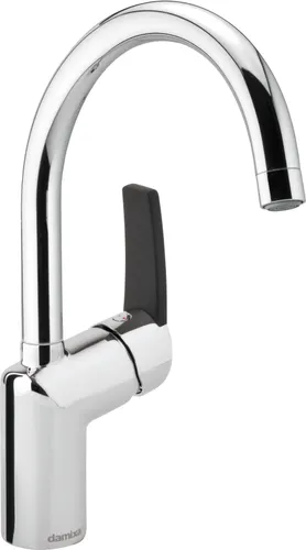 Damixa Slate Waschtischarmatur Chrom/Schwarz - Bad- & Duscharmaturen mit Keramikkartusche, schwenkbarem Auslauf und innovativem X-Change-System für einfachen Armaturenaustausch ohne Wasserdurchflussunterbrechung.