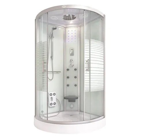 Home Deluxe Dampfdusche WHITE PEARL - 100 x 100 cm mit Wasserfall und Dampfsauna - Dampfdusche und Dampfsauna in einem, ideal für Entspannung nach einem langen Arbeitstag. Genießen Sie die Vorteile von Dampf bis 40 °C in eleganter Design-Optik.