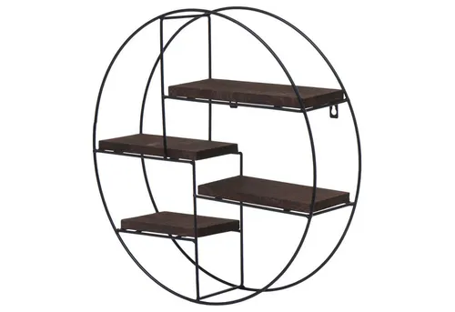 PROREGAL® Wandregal Wandregal rund 45x45x11cm 4 Regalböden Metall Dunkelbrau Hängeregal, einfache Wandmontage, langlebig und fertig montiert