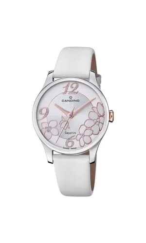 Candino C4720/1 Damen Armbanduhr - Elegante Quarzuhr mit Zirkonia - Armbanduhren mit elegantem Perlmutt-Zifferblatt, Zirkonia-Steinen und kratzfestem Saphirglas. Ideal für jeden Anlass und bis 5 ATM wasserdicht.