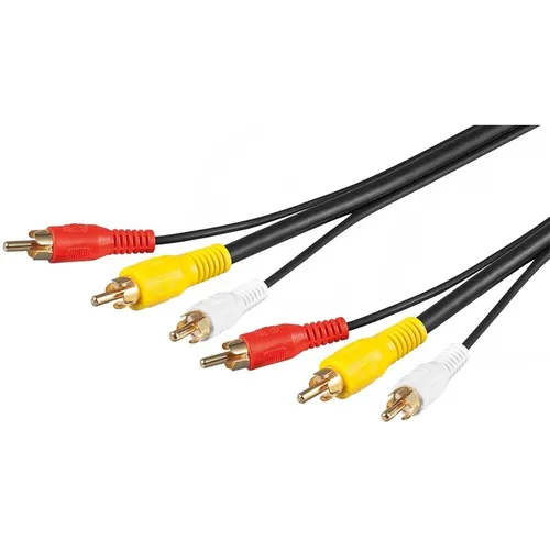 Goobay 50139 Composite Audio Video Anschlusskabel - 3x Cinch mit RG59 Videoleitung, verbesserte Bildqualität durch hochwertige Vergoldung und Abschirmung