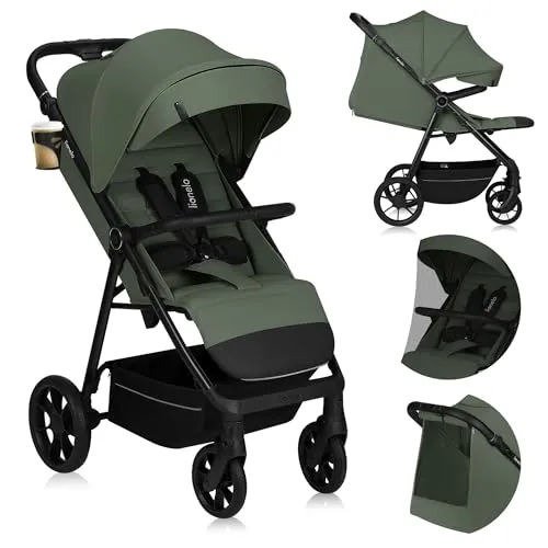 LIONELO IVA Buggy - Komfortabler Kinderwagen bis 22 kg - Buggys für Kinder von 6 Monaten bis 4 Jahren mit schwenkbaren 360° Rädern, voller Stoßdämpfung und XXL UPF50+ Verdeck für optimalen Sonnenschutz.