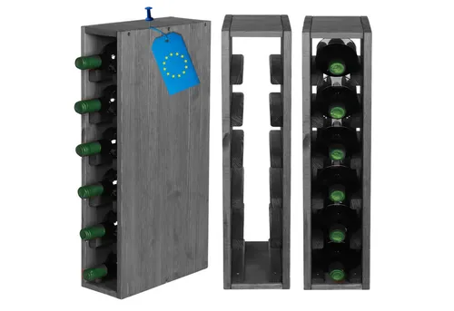 MODO24 Flaschenregal für 6 Flaschen aus Massivholz, Grau in grau von Modo24