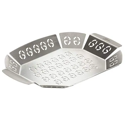Genius BBQ Grill-Korb Grill-Schale Alu-Schale Gemüse-Korb Edelstahl - Ideal zum Grillen von Fleisch, Fisch & Gemüse